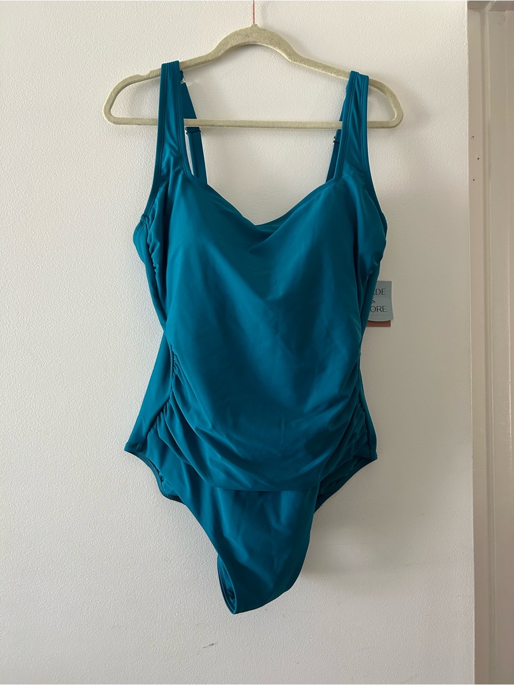 Shade & Shore Teal Square-Neck One-Piece Swimsuit - Picture 2 of 6